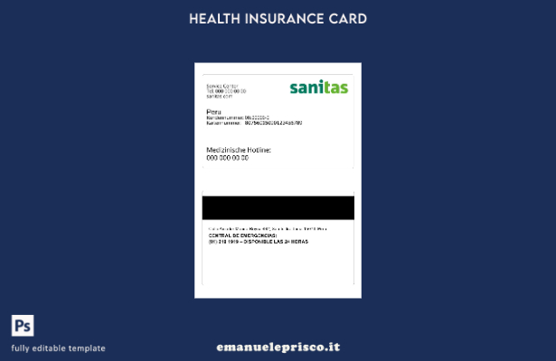 stile verificato Modello di tessera di assicurazione sanitaria del Perù